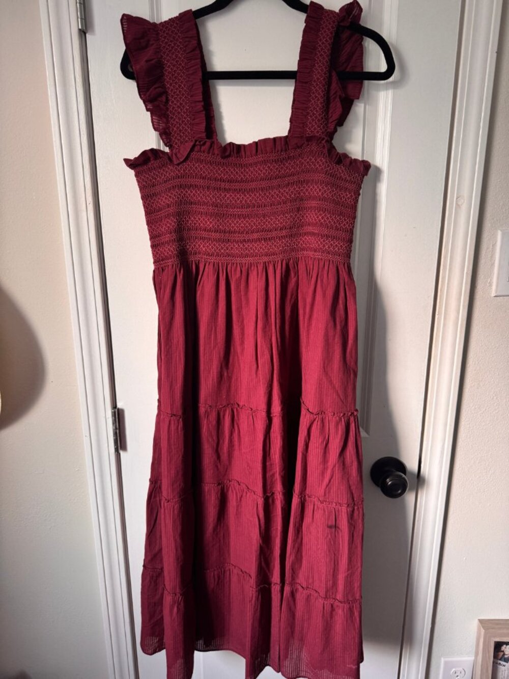 Hill House Home Burgundy Nap Dress M Cranberry Smocked Fall Holiday Midi
